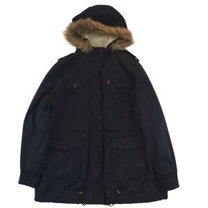 Levi's Black Utility Jacket with Brown Faux Fur, Women’s Sz L